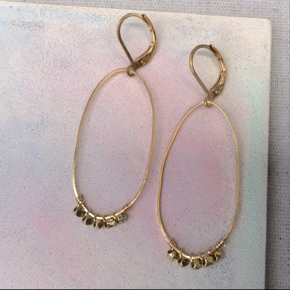 New handcrafted Sundance charm Gold Plated Earrings nugget accent - Picture 2 of 8